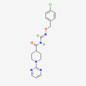 molecular formula C18H20ClN5O2 B2904075 N-({[(4-chlorobenzyl)oxy]imino}methyl)-1-(2-pyrimidinyl)-4-piperidinecarboxamide CAS No. 338780-58-8