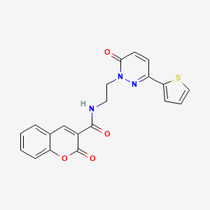 molecular formula C20H15N3O4S B2904076 2-oxo-N-(2-(6-oxo-3-(thiophen-2-yl)pyridazin-1(6H)-yl)ethyl)-2H-chromene-3-carboxamide CAS No. 946345-20-6