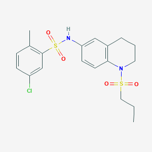 molecular formula C19H23ClN2O4S2 B2904077 5-chloro-2-methyl-N-(1-(propylsulfonyl)-1,2,3,4-tetrahydroquinolin-6-yl)benzenesulfonamide CAS No. 946296-73-7