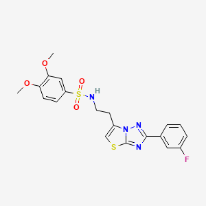 N-(2-(2-(3-fluorophenyl)thiazolo[3,2-b][1,2,4]triazol-6-yl)ethyl)-3,4-dimethoxybenzenesulfonamide