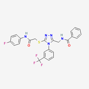 N-((5-((2-((4-fluorophenyl)amino)-2-oxoethyl)thio)-4-(3-(trifluoromethyl)phenyl)-4H-1,2,4-triazol-3-yl)methyl)benzamide
