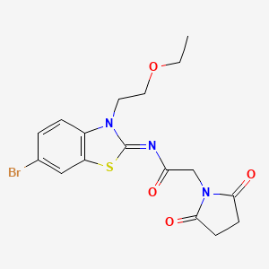 (Z)-N-(6-bromo-3-(2-ethoxyethyl)benzo[d]thiazol-2(3H)-ylidene)-2-(2,5-dioxopyrrolidin-1-yl)acetamide