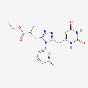 ethyl 2-((5-((2,6-dioxo-1,2,3,6-tetrahydropyrimidin-4-yl)methyl)-4-(m-tolyl)-4H-1,2,4-triazol-3-yl)thio)propanoate