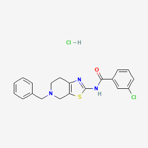 molecular formula C20H19Cl2N3OS B2904112 N-(5-benzyl-4,5,6,7-tetrahydrothiazolo[5,4-c]pyridin-2-yl)-3-chlorobenzamide hydrochloride CAS No. 1185031-69-9