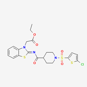 (E)-ethyl 2-(2-((1-((5-chlorothiophen-2-yl)sulfonyl)piperidine-4-carbonyl)imino)benzo[d]thiazol-3(2H)-yl)acetate