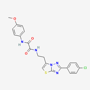 molecular formula C21H18ClN5O3S B2904146 N1-(2-(2-(4-chlorophenyl)thiazolo[3,2-b][1,2,4]triazol-6-yl)ethyl)-N2-(4-methoxyphenyl)oxalamide CAS No. 894036-11-4