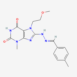 8-{[(1E)-2-(4-methylphenyl)-1-azavinyl]amino}-7-(2-methoxyethyl)-3-methyl-1,3, 7-trihydropurine-2,6-dione