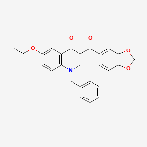 molecular formula C26H21NO5 B2904157 3-(2H-1,3-benzodioxole-5-carbonyl)-1-benzyl-6-ethoxy-1,4-dihydroquinolin-4-one CAS No. 931746-72-4