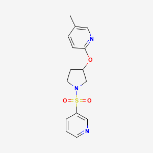 molecular formula C15H17N3O3S B2904160 5-Methyl-2-((1-(pyridin-3-ylsulfonyl)pyrrolidin-3-yl)oxy)pyridine CAS No. 1903135-32-9