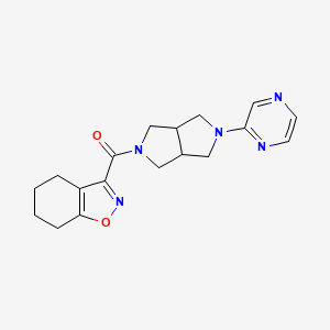 molecular formula C18H21N5O2 B2904165 (2-Pyrazin-2-yl-1,3,3a,4,6,6a-hexahydropyrrolo[3,4-c]pyrrol-5-yl)-(4,5,6,7-tetrahydro-1,2-benzoxazol-3-yl)methanone CAS No. 2415554-25-3