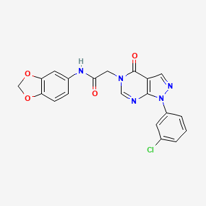 molecular formula C20H14ClN5O4 B2904166 N-(苯并[d][1,3]二氧杂环-5-基)-2-(1-(3-氯苯基)-4-氧代-1H-吡唑并[3,4-d]嘧啶-5(4H)-基)乙酰胺 CAS No. 895016-32-7
