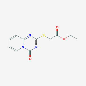molecular formula C11H11N3O3S B2904167 2-[(4-氧代-4H-吡啶并[1,2-a][1,3,5]三嗪-2-基)硫代]乙酸乙酯 CAS No. 303145-14-4