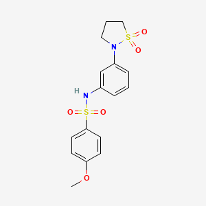 molecular formula C16H18N2O5S2 B2904172 N-(3-(1,1-dioxidoisothiazolidin-2-yl)phenyl)-4-methoxybenzenesulfonamide CAS No. 946342-80-9