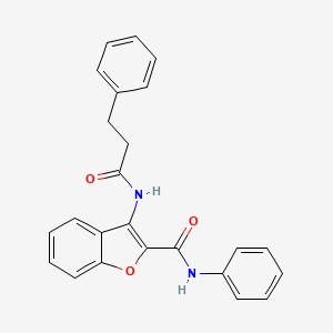 molecular formula C24H20N2O3 B2904178 N-phenyl-3-(3-phenylpropanamido)benzofuran-2-carboxamide CAS No. 862829-77-4