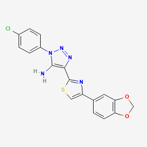 molecular formula C18H12ClN5O2S B2904185 4-(4-(benzo[d][1,3]dioxol-5-yl)thiazol-2-yl)-1-(4-chlorophenyl)-1H-1,2,3-triazol-5-amine CAS No. 1207032-36-7