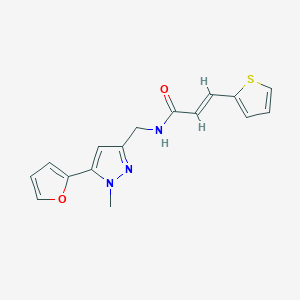molecular formula C16H15N3O2S B2904192 (E)-N-((5-(furan-2-yl)-1-methyl-1H-pyrazol-3-yl)methyl)-3-(thiophen-2-yl)acrylamide CAS No. 1421587-78-1