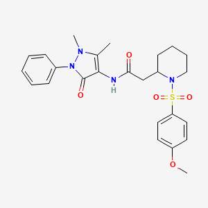 N-(1,5-dimethyl-3-oxo-2-phenyl-2,3-dihydro-1H-pyrazol-4-yl)-2-(1-((4-methoxyphenyl)sulfonyl)piperidin-2-yl)acetamide