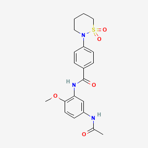 molecular formula C20H23N3O5S B2904201 N-(5-acetamido-2-methoxyphenyl)-4-(1,1-dioxothiazinan-2-yl)benzamide CAS No. 941986-79-4