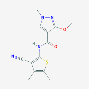 molecular formula C13H14N4O2S B2904205 N-(3-cyano-4,5-dimethylthiophen-2-yl)-3-methoxy-1-methyl-1H-pyrazole-4-carboxamide CAS No. 1171506-40-3