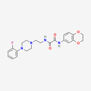 molecular formula C22H25FN4O4 B2904214 N1-(2,3-二氢苯并[b][1,4]二氧杂环-6-基)-N2-(2-(4-(2-氟苯基)哌嗪-1-基)乙基)草酰胺 CAS No. 1049398-59-5