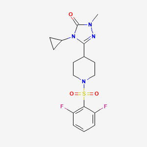 molecular formula C17H20F2N4O3S B2904218 4-环丙基-3-(1-((2,6-二氟苯基)磺酰基)哌啶-4-基)-1-甲基-1H-1,2,4-三唑-5(4H)-酮 CAS No. 1797588-83-0