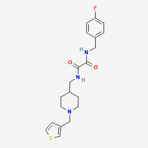 molecular formula C20H24FN3O2S B2904219 N1-(4-fluorobenzyl)-N2-((1-(thiophen-3-ylmethyl)piperidin-4-yl)methyl)oxalamide CAS No. 1234995-14-2