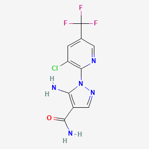 molecular formula C10H7ClF3N5O B2904221 5-氨基-1-(3-氯-5-(三氟甲基)吡啶-2-基)-1H-吡唑-4-甲酰胺 CAS No. 623584-48-5