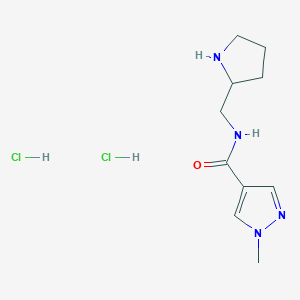 molecular formula C10H18Cl2N4O B2904240 1-methyl-N-[(pyrrolidin-2-yl)methyl]-1H-pyrazole-4-carboxamide dihydrochloride CAS No. 1909311-76-7