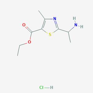 molecular formula C9H15ClN2O2S B2904241 2-(1-氨基乙基)-4-甲基-1,3-噻唑-5-甲酸乙酯；盐酸盐 CAS No. 2408971-78-6