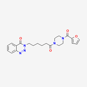 molecular formula C22H25N5O4 B2904243 3-[6-[4-(Furan-2-carbonyl)piperazin-1-yl]-6-oxohexyl]-1,2,3-benzotriazin-4-one CAS No. 451469-33-3