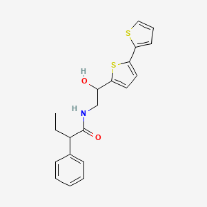 molecular formula C20H21NO2S2 B2904245 N-(2-{[2,2'-bithiophene]-5-yl}-2-hydroxyethyl)-2-phenylbutanamide CAS No. 2097931-95-6