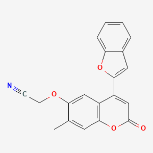 molecular formula C20H13NO4 B2904257 2-(4-Benzo[d]furan-2-yl-7-methyl-2-oxochromen-6-yloxy)ethanenitrile CAS No. 898447-81-9