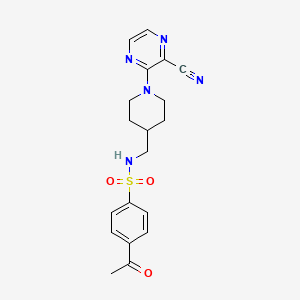 4-acetyl-N-((1-(3-cyanopyrazin-2-yl)piperidin-4-yl)methyl)benzenesulfonamide