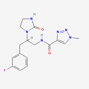 molecular formula C16H19FN6O2 B2904263 N-(3-(3-fluorophenyl)-2-(2-oxoimidazolidin-1-yl)propyl)-1-methyl-1H-1,2,3-triazole-4-carboxamide CAS No. 1421484-18-5