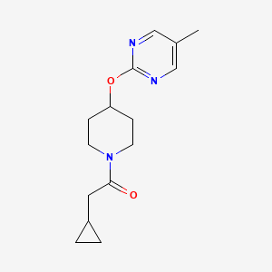 molecular formula C15H21N3O2 B2904264 2-Cyclopropyl-1-[4-(5-methylpyrimidin-2-yl)oxypiperidin-1-yl]ethanone CAS No. 2380141-68-2