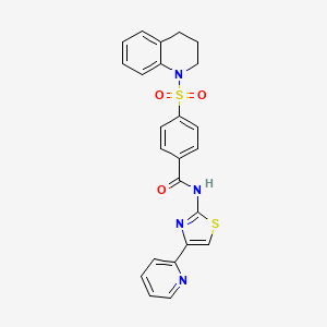 molecular formula C24H20N4O3S2 B2904282 4-(3,4-dihydro-2H-quinolin-1-ylsulfonyl)-N-(4-pyridin-2-yl-1,3-thiazol-2-yl)benzamide CAS No. 392326-28-2