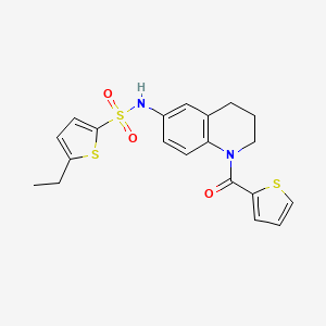 molecular formula C20H20N2O3S3 B2904285 5-ethyl-N-(1-(thiophene-2-carbonyl)-1,2,3,4-tetrahydroquinolin-6-yl)thiophene-2-sulfonamide CAS No. 946258-40-8