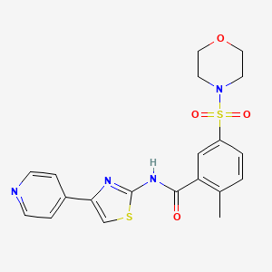 molecular formula C20H20N4O4S2 B2904290 2-甲基-5-(吗啉-4-磺酰基)-N-[4-(吡啶-4-基)-1,3-噻唑-2-基]苯甲酰胺 CAS No. 869633-94-3