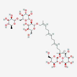 (2R,3R,4R,5R,6S)-2-[[(2R,3S,4S,5R,6S)-6-[(2R,3R,4S,5S,6R)-2-[(2Z,6E,10E,14S)-14-[(2S,3R,4S,5S,6R)-4,5-dihydroxy-6-(hydroxymethyl)-3-[(2S,3R,4S,5S,6R)-3,4,5-trihydroxy-6-(hydroxymethyl)oxan-2-yl]oxyoxan-2-yl]oxy-2,6,10,14-tetramethylhexadeca-2,6,10,15-tetraenoxy]-4,5-dihydroxy-6-(hydroxymethyl)oxan-3-yl]oxy-3,4,5-trihydroxyoxan-2-yl]methoxy]-6-methyloxane-3,4,5-triol