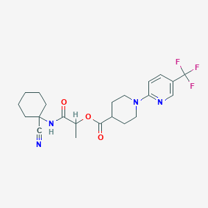 molecular formula C22H27F3N4O3 B2904303 1-[(1-Cyanocyclohexyl)carbamoyl]ethyl 1-[5-(trifluoromethyl)pyridin-2-yl]piperidine-4-carboxylate CAS No. 1090979-72-8