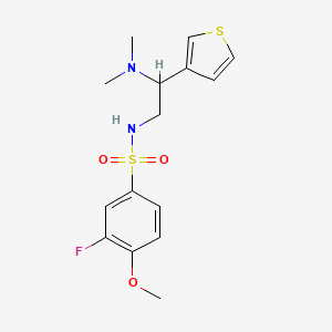 molecular formula C15H19FN2O3S2 B2904307 N-(2-(dimethylamino)-2-(thiophen-3-yl)ethyl)-3-fluoro-4-methoxybenzenesulfonamide CAS No. 946356-53-2