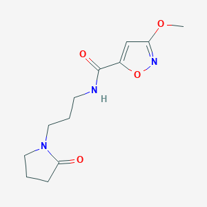 molecular formula C12H17N3O4 B2904312 3-methoxy-N-(3-(2-oxopyrrolidin-1-yl)propyl)isoxazole-5-carboxamide CAS No. 1428358-46-6