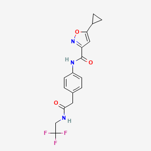 molecular formula C17H16F3N3O3 B2904318 5-cyclopropyl-N-(4-(2-oxo-2-((2,2,2-trifluoroethyl)amino)ethyl)phenyl)isoxazole-3-carboxamide CAS No. 1396864-15-5