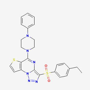 molecular formula C25H24N6O2S2 B2904323 3-[(4-Ethylphenyl)sulfonyl]-5-(4-phenylpiperazin-1-yl)thieno[2,3-e][1,2,3]triazolo[1,5-a]pyrimidine CAS No. 931710-05-3