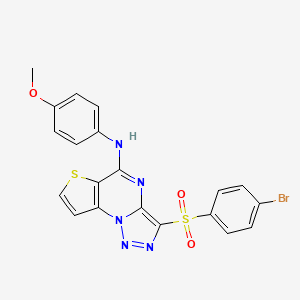 molecular formula C20H14BrN5O3S2 B2904328 3-[(4-bromophenyl)sulfonyl]-N-(4-methoxyphenyl)thieno[2,3-e][1,2,3]triazolo[1,5-a]pyrimidin-5-amine CAS No. 892750-23-1