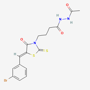 molecular formula C16H16BrN3O3S2 B2904333 N'-acetyl-4-[(5Z)-5-[(3-bromophenyl)methylidene]-4-oxo-2-sulfanylidene-1,3-thiazolidin-3-yl]butanehydrazide CAS No. 315242-67-2