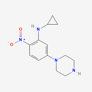 molecular formula C13H18N4O2 B2904337 N-cyclopropyl-2-nitro-5-piperazin-1-ylaniline CAS No. 347353-82-6