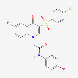 2-[3-(4-chlorophenyl)sulfonyl-6-fluoro-4-oxoquinolin-1-yl]-N-(4-fluorophenyl)acetamide