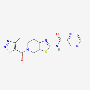 N-(5-(4-methyl-1,2,3-thiadiazole-5-carbonyl)-4,5,6,7-tetrahydrothiazolo[5,4-c]pyridin-2-yl)pyrazine-2-carboxamide