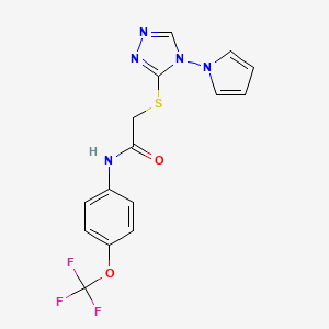 molecular formula C15H12F3N5O2S B2904351 2-{[4-(1H-pyrrol-1-yl)-4H-1,2,4-triazol-3-yl]sulfanyl}-N-[4-(trifluoromethoxy)phenyl]acetamide CAS No. 896290-71-4
